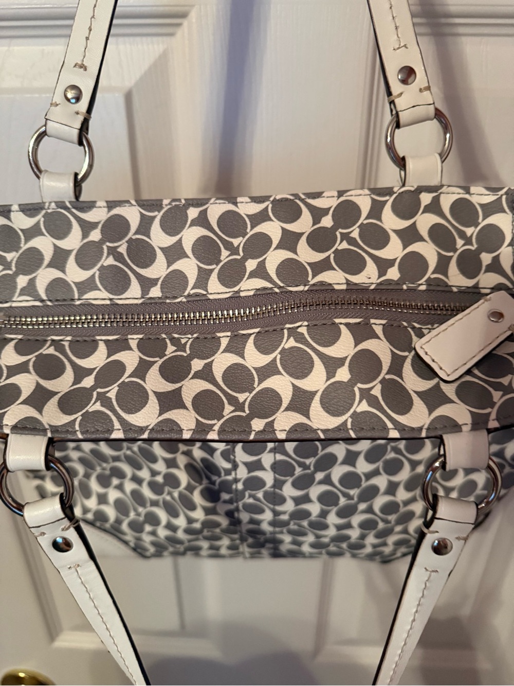 Coach Tote Bag in White, Gray & Pink - Picture 2 of 5